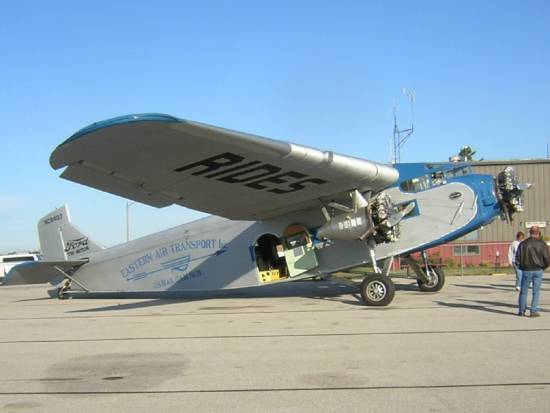The Ford Tri-motor competed with the Stinson and the Fokker to attract passenger flight.
