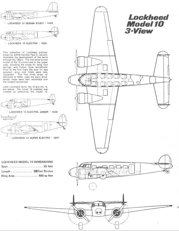 An outline drawing of an early Electra model.