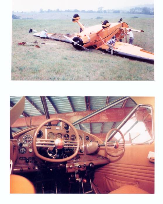 A Stinson Reliant once owned by Gannett Newspapers lies upside down on an Iowa farm near Ottumwa.