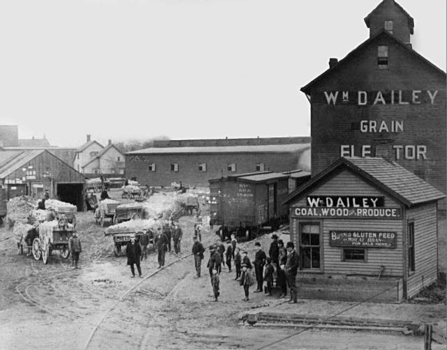 Dailey Coal and Produce Co. as it looked along NYCRR tracks in Brockport NY about 1910.