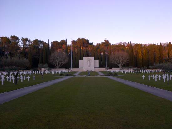 Panoramic view inside Rhone American cemetery at Draguignan France