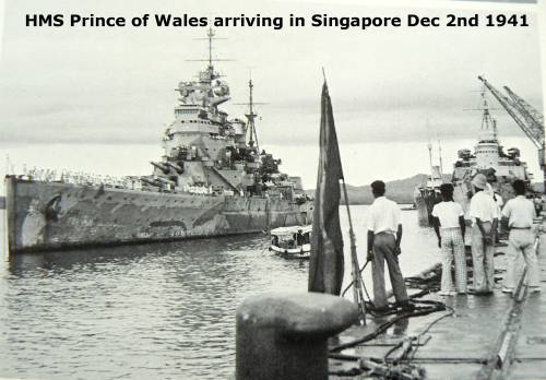 HMS Prince of Wales enters Singapore 2 Dec. 1941