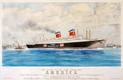 The Skinner Lithograph of SS America before she became USS West Point, AP-23 in WW II