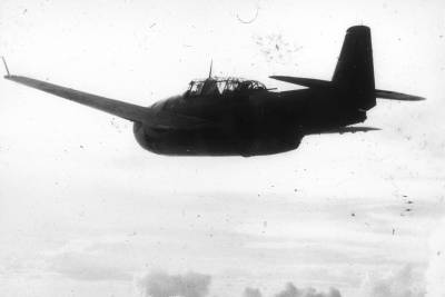 The U.S. Navy's carrier-based TBF torpedo bomber; it flew in the Battle of Midway.